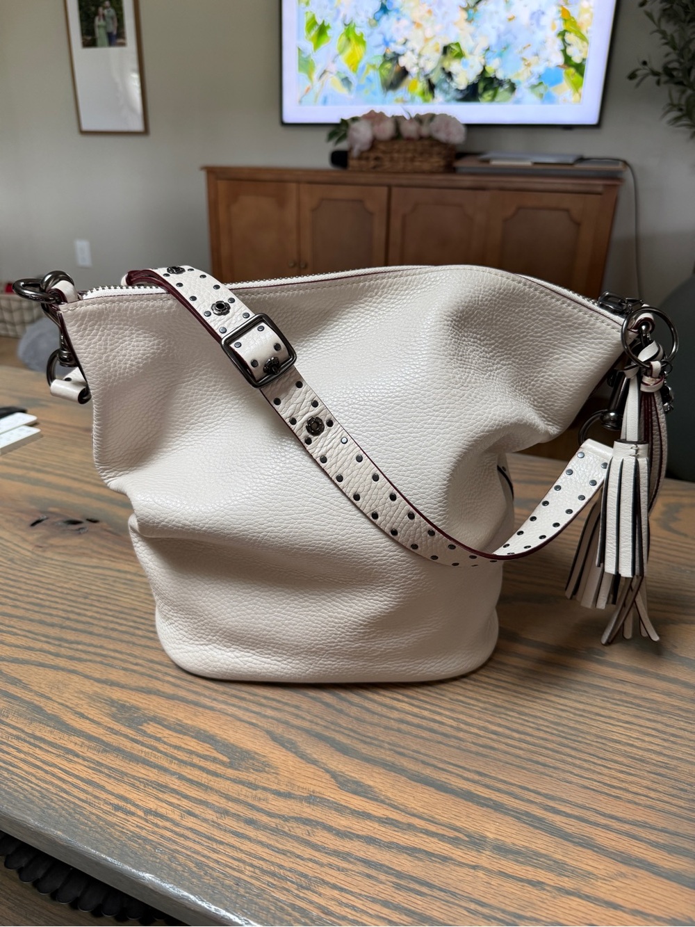 Coach Duffle Bag with Tea Rose and Rivets - Picture 2 of 13